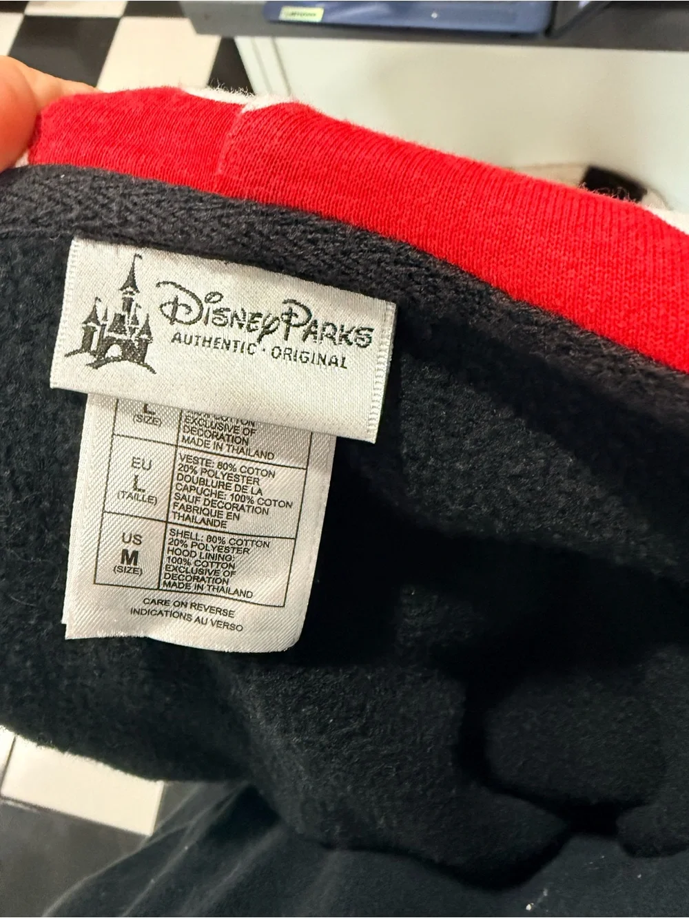 Disney Parks Black and Red Hooded Sweatshirt